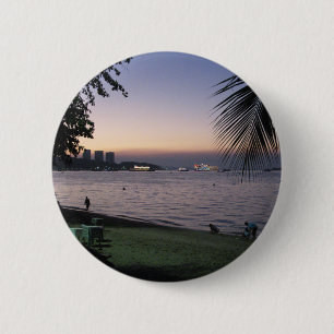 Badge Rond 5 Cm Pattaya Beach Sunset ... Chonburi, Thaïlande