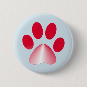 Badge Rond 5 Cm Patte d'animal à dégradé rouge et blanc