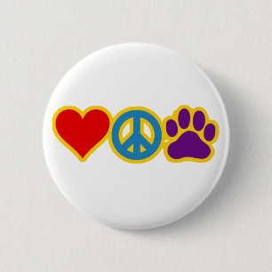 Badge Rond 5 Cm Patte de paix d'amour