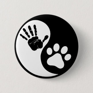 Badge Rond 5 Cm Patte Yin Yang de main