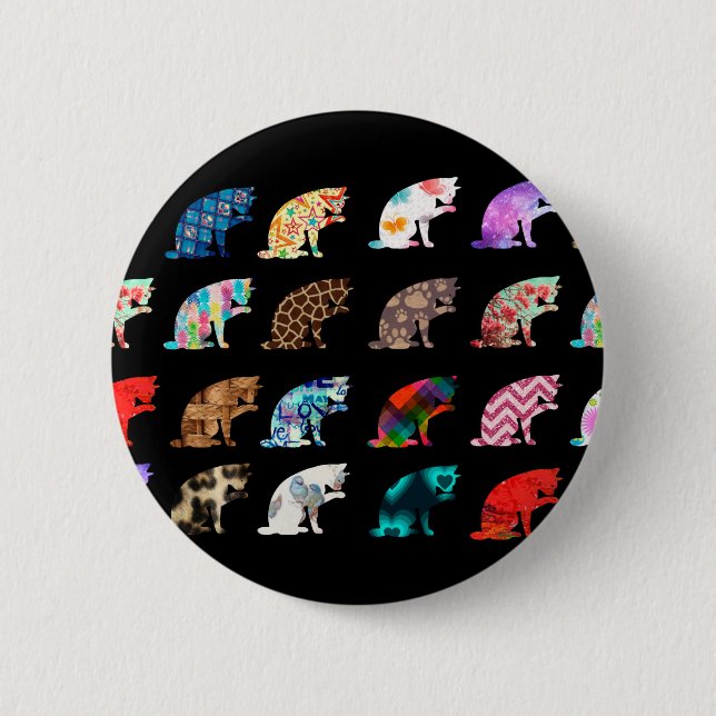 Badge Rond 5 Cm Patters de Cat Licking (Devant)