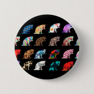 Badge Rond 5 Cm Patters de Cat Licking