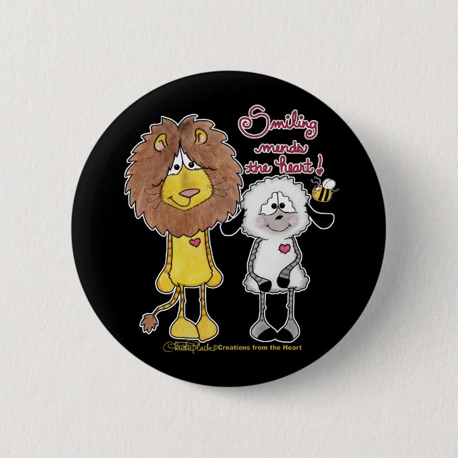 Badge Rond 5 Cm Pattes cardiaques Lion et Lamb (Devant)