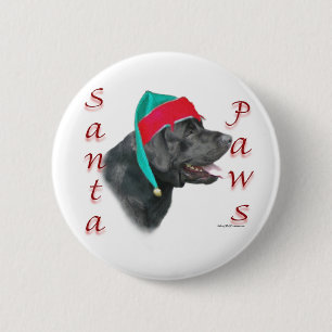 Badge Rond 5 Cm Pattes de labrador retriever (noir) Père Noël