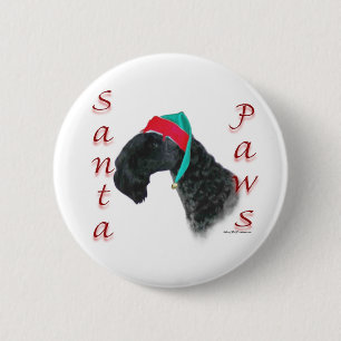 Badge Rond 5 Cm Pattes Père Noël Kerry Blue Terrier