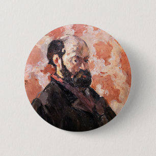 Badge Rond 5 Cm Paul Cezanne - Autoportrait avec fond rose
