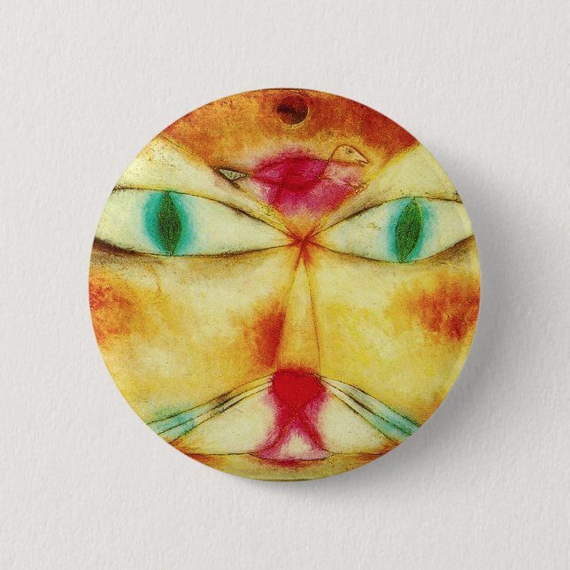 Badge Rond 5 Cm Paul Klee Cat et Bouton d'oiseau (Devant)