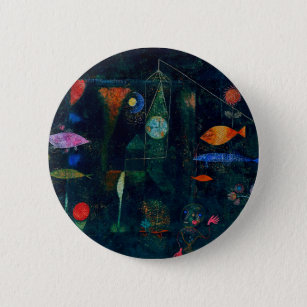 Badge Rond 5 Cm Paul Klee Fish Magic Peinture Abstraite Art graphi