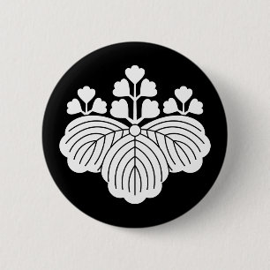 Badge Rond 5 Cm Paulownia avec 5/3 de fleurs