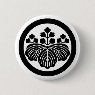 Badge Rond 5 Cm Paulownia avec les fleurs 5&3 en cercle