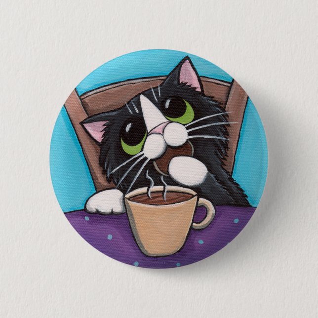 Badge Rond 5 Cm Pause café - bouton de chat (Devant)
