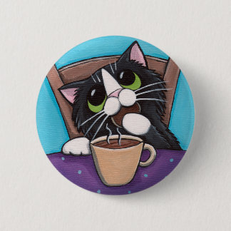 Badge Rond 5 Cm Pause café - bouton de chat