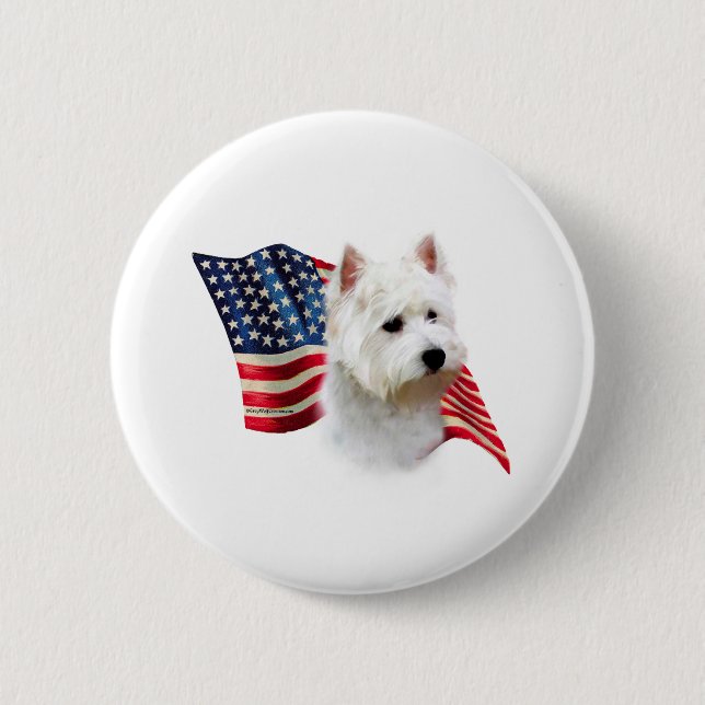 Badge Rond 5 Cm Pavillon West Highland White Terrier (Devant)