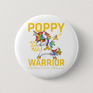 Badge Rond 5 Cm Pavot D'Un Guerrier Sensibilisation Au Cancer De L