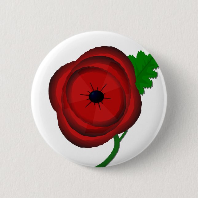 Badge Rond 5 Cm Pavot sur le blanc - insigne (Devant)