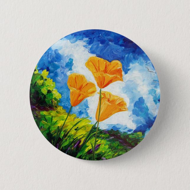 Badge Rond 5 Cm Pavots de Californie (Devant)