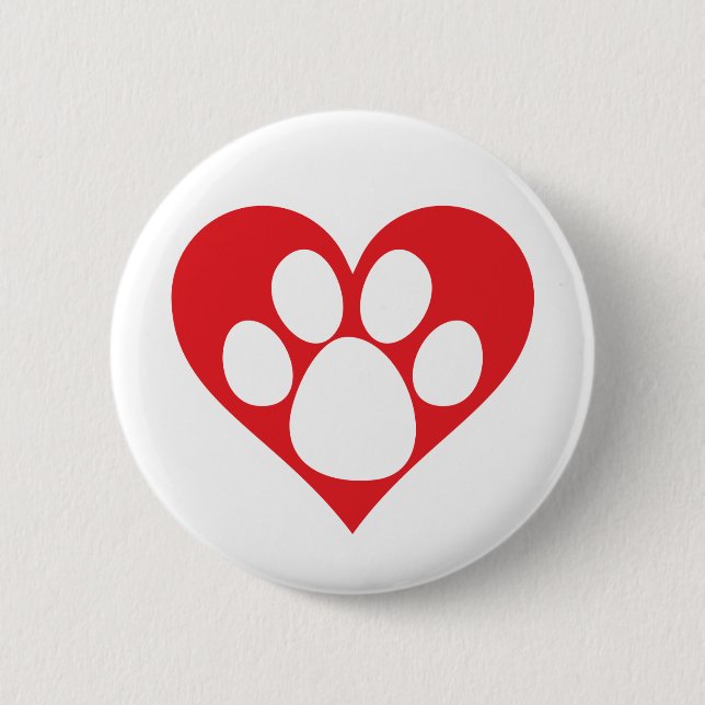Badge Rond 5 Cm Paw Chien Coeur (Devant)