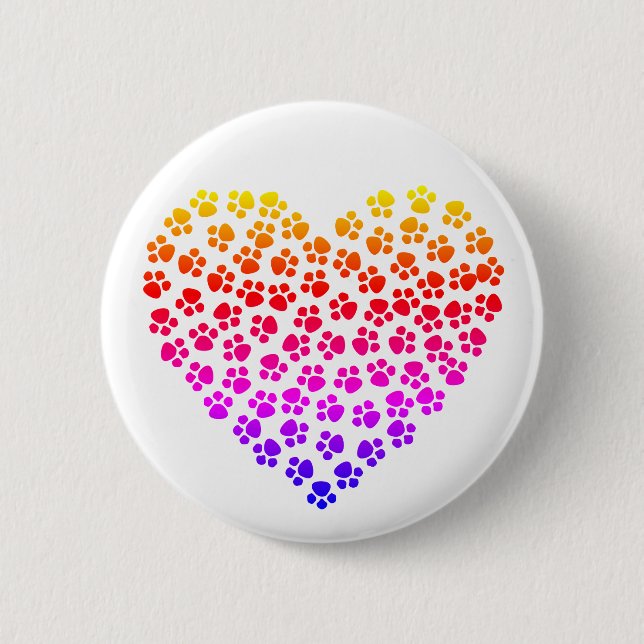 Badge Rond 5 Cm Pawprint Rainbow Heart (Devant)