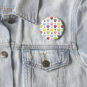 Badge Rond 5 Cm Paws colorés, Motif Paw, Paws de chien, Empreintes