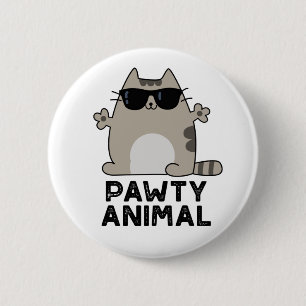 Badge Rond 5 Cm Pawty Animal Funny Party Chat Pun