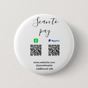 Badge Rond 5 Cm Paypal Cashapp scan pour payer QR ajouter le nom d
