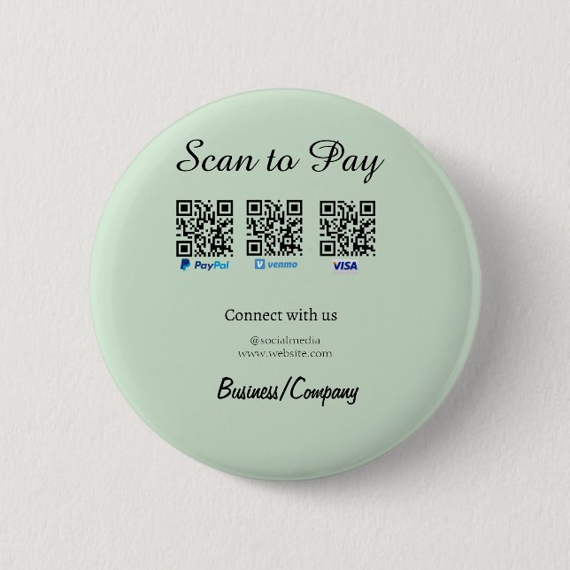 Badge Rond 5 Cm paypal venmo visa card scan to pay QR social media (Devant)