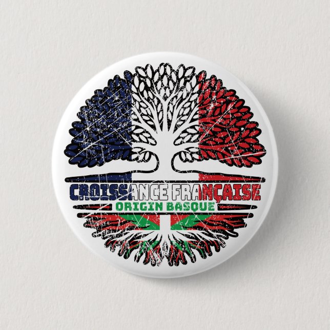 Badge Rond 5 Cm Pays basque Basque France Arbre Racines (Devant)
