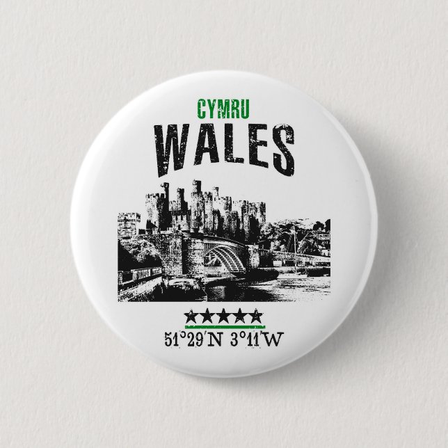 Badge Rond 5 Cm Pays de Galles (Devant)