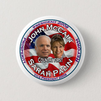 Badge Rond 5 Cm Pays de McCain Palin d'abord