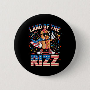 Badge Rond 5 Cm Pays du hot-dog Rizz drôle 4 juillet américain