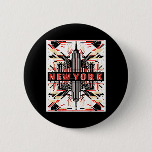 Badge Rond 5 Cm Paysage de New York Punk Grunge Vintage Rétro