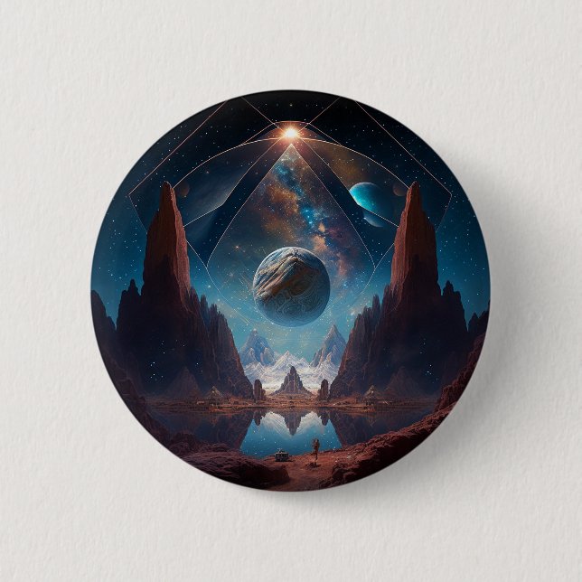 Badge Rond 5 Cm Paysage d'Imaginaire cosmique (Devant)