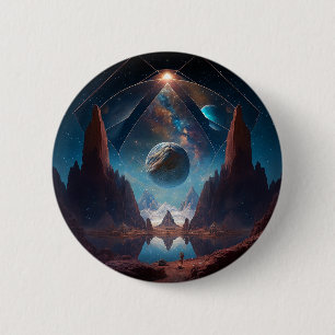 Badge Rond 5 Cm Paysage d'Imaginaire cosmique