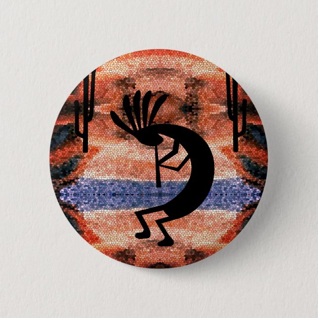 Badge Rond 5 Cm Paysage du désert de Kokopelli Moaselli (Devant)