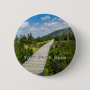 Badge Rond 5 Cm Paysage en bois de chemin de toundra de montagne