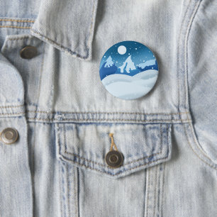 Badge Rond 5 Cm Paysage Gelé Paisible