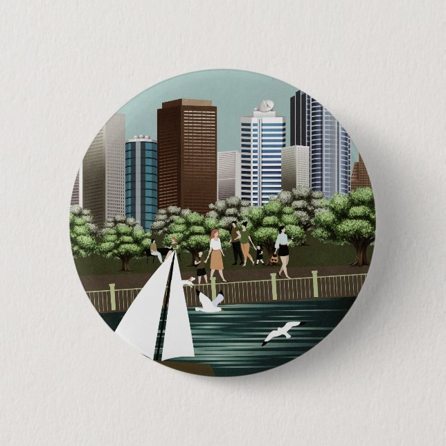 Badge Rond 5 Cm Paysage urbain (Devant)