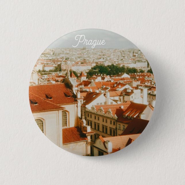 Badge Rond 5 Cm Paysage urbain de Prague Souvenir (Devant)