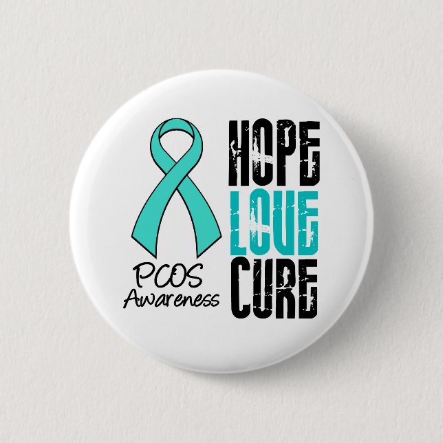 Badge Rond 5 Cm PCOS Hope Love Cure Ribbon (Devant)