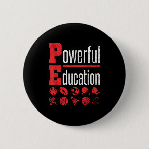 Badge Rond 5 Cm Pe Enseignant Gym Éducation Physique Motivation de