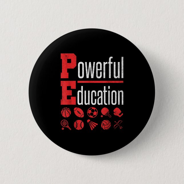 Badge Rond 5 Cm Pe Teacher Gym Physical Education School Motivatio (Devant)