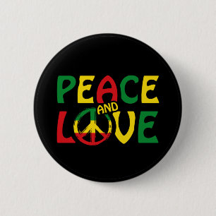 Badge Rond 5 Cm PEACE and LOVE, reggae