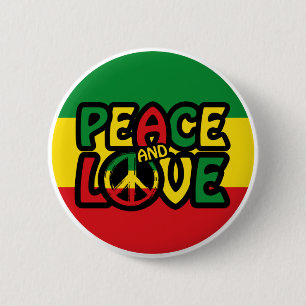 Badge Rond 5 Cm PEACE and LOVE, reggae