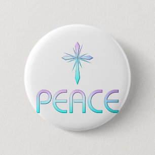 Badge Rond 5 Cm Peace Cross Christian