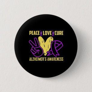 Badge Rond 5 Cm Peace Cure Love La sensibilisation à Alzheimer