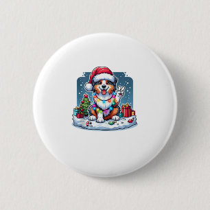 Badge Rond 5 Cm Peace Hand Australian Shepherd lumières de Noël De