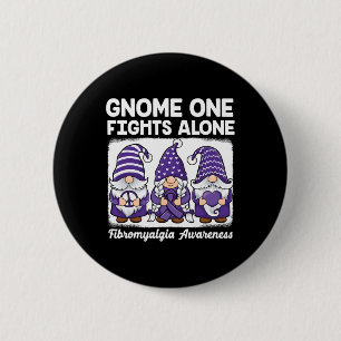 Badge Rond 5 Cm Peace Hope Love Gnomes Purple Ribbon Fibromyalgia