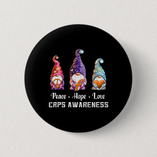Badge Rond 5 Cm Peace Hope Love Gnomes Sensibilisation aux SPRC