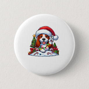 Badge Rond 5 Cm Peace Hound Hound Feux de Noël Chien Femmes