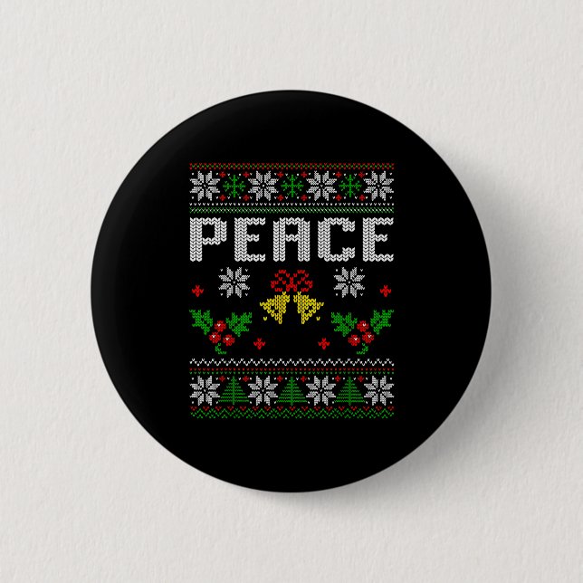 Badge Rond 5 Cm Peace I Come In Peace Couple Matching Ugly Christm (Devant)